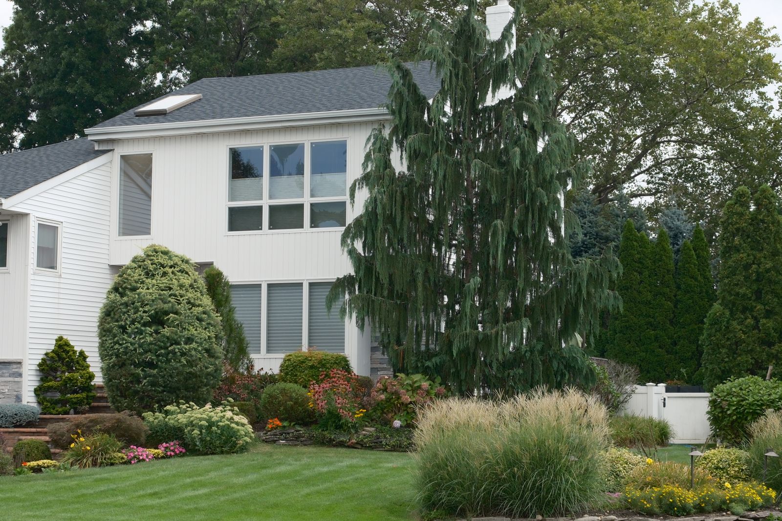 Suburban home with a landscaped garden